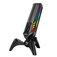 Microphone d'ordinateur USB de jeu RVB Microphone professionnel de diffusion en direct cardioïde avec changeur de voix