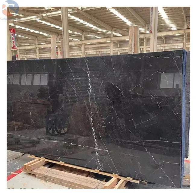 wholesale black marble with white veins good price nero marquina Chinese marble tile