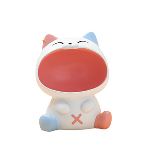 Big Mouth Happy Cat Resin Ornament Storage Desktop Home Decoration Animal Shape Artistic Craft Gift - Product Image 5