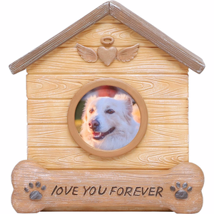 Kotak Kenangan Berbentuk Rumah Hewan Peliharaan dengan Bingkai Foto Versi Anjing dan Kucing, Kotak Penyimpanan Kenangan Sayap Malaikat Resin. - Product Image 1