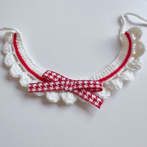 <span class=keywords><strong>Collar</strong></span> de Punto Personalizado al por Mayor para Perros y Gatos, Collares Hechos a Mano con Lazo, Bufanda de Lana Tejida a Mano, Lindo <span class=keywords><strong>Collar</strong></span> para Mascotas - Product Image 3