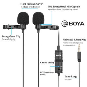 Vendita calda <span class=keywords><strong>BOYA</strong></span> BY-M1 Lavalier microfono 3.5mm elettrete a condensatore registratore con adattatore da 1/4 "per smartphone DSLR fotocamera PC - Product Image 3
