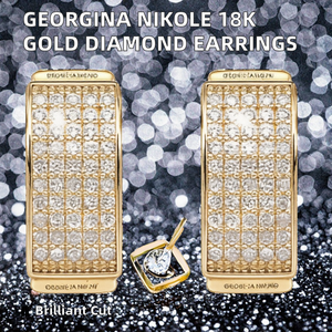 Pendientes Georgina Nikole de Oro Sólido de 18K con Diamantes Naturales de Corte Brillante Redondo, Color G, Lujosos para Uso Diario de Mujer - Product Image 2