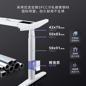 <b>Height</b> <b>Adjustable</b> <b>Table</b> <b>Legs</b> Metal Dual Motor Electric Stand Up Desk Frame Minimalist Design Easy Installation Powder Coated - Product Image 3