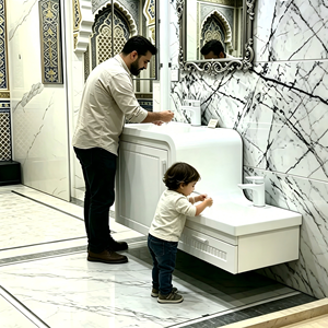 Two-Compartment Ceramic Artificial Stone Parent-<strong>Child</strong> Bathroom <strong>Vanity</strong> with <strong>Children's</strong> &amp; Mother'<strong>s</strong> Wash Face Combinations - Product Image 2
