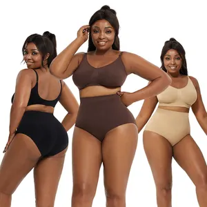 Faja moldeadora de cintura media para mujer, ropa interior ajustada y firme, bragas cortas de talla grande, envío directo