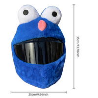 Nouvelle Housse de Casque de Moto en Peluche Intégrale Style Dessin Animé avec Grands Yeux Douce et Moelleuse