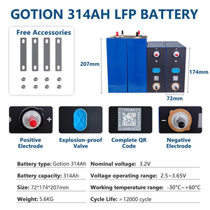 Baterai Penyimpanan Energi Tax Free Lifepo4 3,2 v 340Ah Lifepo4 Gotion Lifepo4 Cell 314Ah 320Ah 340Ah untuk Sistem Energi Surya - Product Image 4
