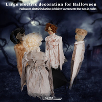 Décoration d'Halloween animatronique rotative effrayante pour enfant, accessoire de maison hantée activé par le mouvement pour jardin