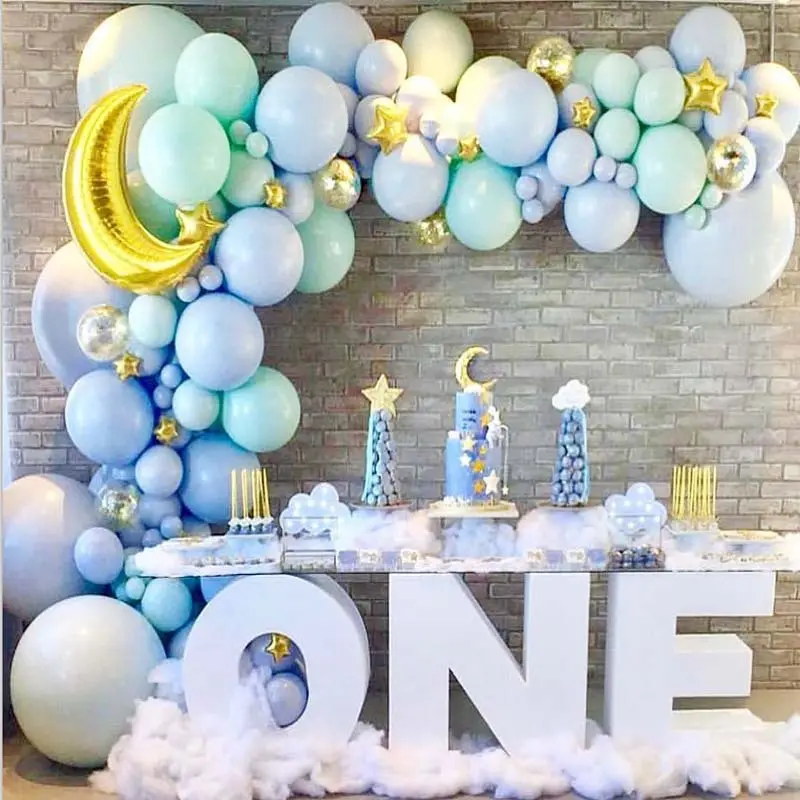 Happy Birthday Decoratie Baby Shower Pastel Blauwe Kleur Latex Ballon Set