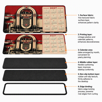Tapis de bar rétro 2027 avec calendrier, style vintage Jukebox, anti-dérapant, absorbant les éclaboussures, pour comptoir