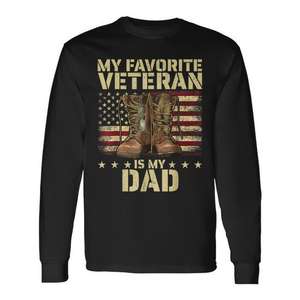 Camiseta de manga larga con estampado de bandera y botas de My Favorite Veteran Is My Dad - Product Image 1