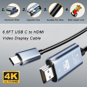 Câble adaptateur USB-C vers HDTV 4K HD-MI de 2 m pour <span class=keywords><strong>iPhone</strong></span> 15/16, MacBook Pro/Air, iPad Pro, Surface Book 2 et S23 - Product Image 2