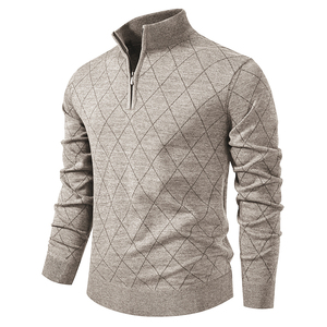 Vente en gros de <span class=keywords><strong>pull</strong></span> à col roulé zippé pour hommes avec logo personnalisé Oem Odm <span class=keywords><strong>Pull</strong></span> à col roulé vintage épais à revers Boxy <span class=keywords><strong>Pull</strong></span> en tricot court - Product Image 2