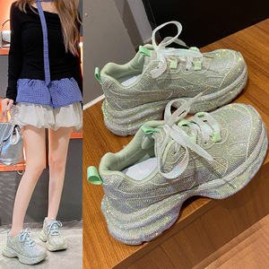 Chaussures pour femmes style dad shoes à semelle épaisse, motif goutte d'eau en forme d'étoile, style flashy, respirantes - Product Image 2