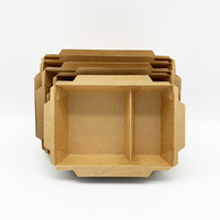 Conteneur alimentaire jetable écologique en papier kraft avec couvercle, boîte à deux compartiments pour restaurants, maison et plus encore