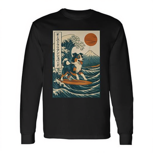 Camiseta de manga larga Australian Shepherd Surfing Japanese Wave - Product Image 2