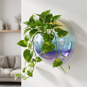 Bassin <span class=keywords><strong>mural</strong></span> transparent créatif et <span class=keywords><strong>pot</strong></span> <span class=keywords><strong>de</strong></span> <span class=keywords><strong>fleurs</strong></span> circulaire pour plantes aquatiques, idéal pour la décoration <span class=keywords><strong>de</strong></span> bureau - Product Image 3