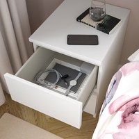Table de chevet en panneau de particules, peinture acrylique, style moderne minimaliste, couleur blanche, commode à 2 tiroirs, meubles de chambre à coucher