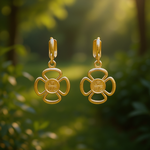 Orecchini pendenti a fiore Ld in lega di zinco placcata oro, gioielli classici da donna E3982 - Product Image 2