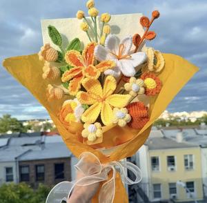 Cadeaux d'affaires promotionnels, arrangement floral en coton crocheté personnalisé, bouquet tricoté à jamais - Fait à la main, respectueux de l'environnement - Product Image 1