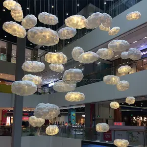 Branco Algodão Nuvem Iluminação Decoração Pendurado Nuvem Decorativa para Shop Mall Party Nuvem Luzes