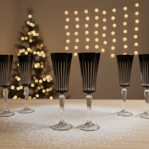 Flûtes à <span class=keywords><strong>champagne</strong></span> <span class=keywords><strong>en</strong></span> <span class=keywords><strong>cristal</strong></span> à bord noir et coupe verticale, verres à vin à pied rayés vintage, gobelets pour mariage et fête - Product Image 3