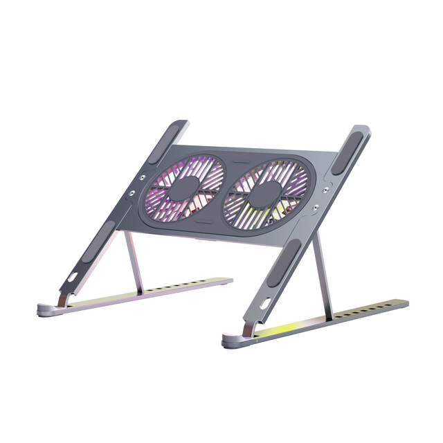 Ultra Light Detachable Double Fans Laptop Cooling Stand Adjustable Aluminum Alloy Folding Laptop Stands 17.3inch
