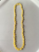 Collier pour femme en ambre de succinite de la Baltique, chaîne perlée en forme d'olive, 45 cm, 10 grammes