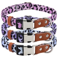 Collier pour animaux de compagnie tendance à imprimé léopard, tissu imprimé durable pour chiens de petite et moyenne taille, boucle en métal, accessoire pour collier d'animal