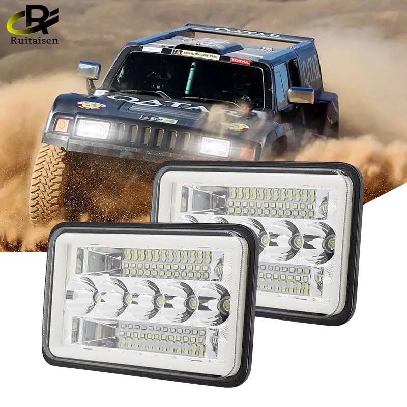 Lampu Depan LED Mobil 7X6 Inci 120W 6000K, Lampu Depan Mobil Lari, Lampu Sein, Lampu Sorot Hi-Lo untuk Chevrolet Express-Cargo Van 1500 3500