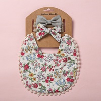 Ensemble de bavoirs pour bébé, double face, unisexe, motif cerise imprimé, tissu en coton, nœud papillon, bandeau, ensemble de bavoirs