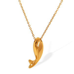 Collar con colgante de delfín, chapado en oro, de acero inoxidable, con forma de animal, para mujer, regalo, joyería - Product Image 4