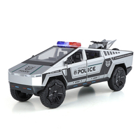 Voiture de police Cyber Pickup Truck en alliage moulé sous pression à l'échelle 1:24 avec moto, fonction de recul