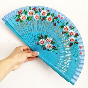 Éventail espagnol de 23 cm (9 pouces) en bois et tissu, Abanicos Espanoles avec bordure noire et rouge, style amour peint à la main - Product Image 6