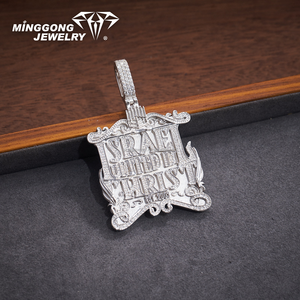 Nuevo Colgante de Moissanita <span class=keywords><strong>SRAE</strong></span> Blanco Personalizado con Cadena, Estilo Hip Hop, Chapado en Oro Blanco sobre Plata de Ley, Joyería Iced Out - Product Image 3