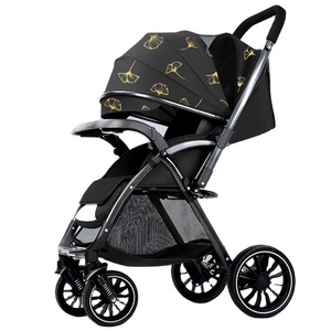 Fashion Design Baby <strong>Pram</strong> Stroller <strong>Set</strong> 4 Wheel Easy Folding Linen Trolley Push Chair Travel System Stainless Steel Frame - Product Image 2