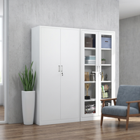Meuble de classement en acier épaissi, design minimaliste moderne, avec porte vitrée et serrure, profil bas, type divisé, pour le rangement de documents de bureau