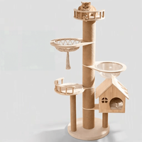Arbre à chat en bois massif écologique avec griffoirs, plateforme hamac, capsule spatiale, multifonctionnel