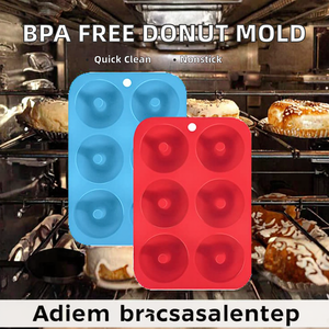 Molde de Silicona Ecológico Antiadherente de 6 Cavidades para Donuts, Libre de BPA, Apto para Lavavajillas, Fácil de Limpiar, Molde para Hornear Pasteles, Donuts 3D - Product Image 2