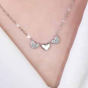 VVS1 <b>D</b> Color GRA Certified 0.3ct Moissanite <b>Necklace</b> Three Heart Shape Copper 14K Gold Filled Sweets Cute Jewelry for Women - Product Image 5