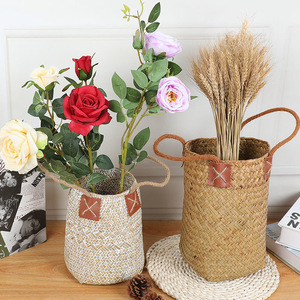 Large Hand Woven Seagrass Basket for Plants Boho Belly Plant Natural Sea Grass Storage Baskets for Decorative