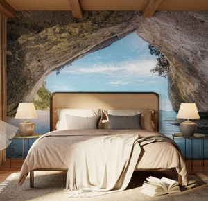 Mural de pared, papel tapiz de isla Tropical, decoración de pared de lana, imagen de foto, cueva, <span class=keywords><strong>mar</strong></span>, <span class=keywords><strong>playa</strong></span>, naturaleza, palmera, puesta de sol, papel tapiz - Product Image 3