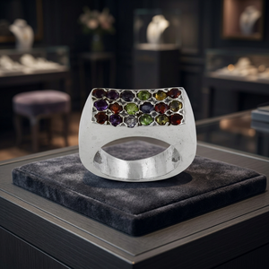 Último anillo de plata con piedras preciosas de Ley 925, joyería fina de varias piedras - Product Image 1