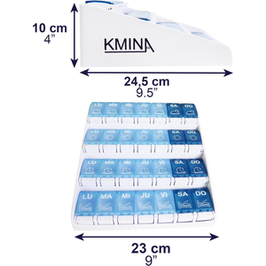 Pastillero Semanal de 4 Compartimentos para el Hogar, Pastilleros Semanales Grandes, Organizador de Pastillas KMINA K40059 - Product Image 3