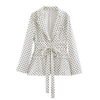 Ensemble PB&ZA Femme 2 Pièces – Collection Automne 2026 : Blazer et Jupe Décontractés à Pois, Style Vintage, Manches Longues – Tenue Féminine
