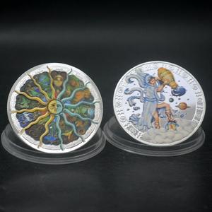 Özel oniki takımyıldızları güneş ay tanrı şanslı sikke gümüş renkli hatıra paraları - Product Image 6