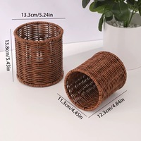 Panier en rotin PP tressé à la main de qualité alimentaire, écologique et durable, porte-couverts étanche pour couteaux, fourchettes et baguettes, pour la maison et la cuisine