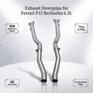 ท่อไอเสีย OEM Boska แบบ Free Flow Downpipe และ X Pipe สำหรับ Ferrari F12 Berlinetta 6.3L ปี 2012-2016 พร้อมระบบเสียงแบบแอคทีฟ วัสดุ SUS304 - Product Image 1