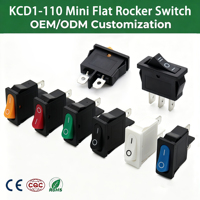 Interrupteur à bascule KCD1-110 9,5*21mm, 2 broches, 2 positions, mini interrupteur plat multicolore pour petits appareils électroménagers